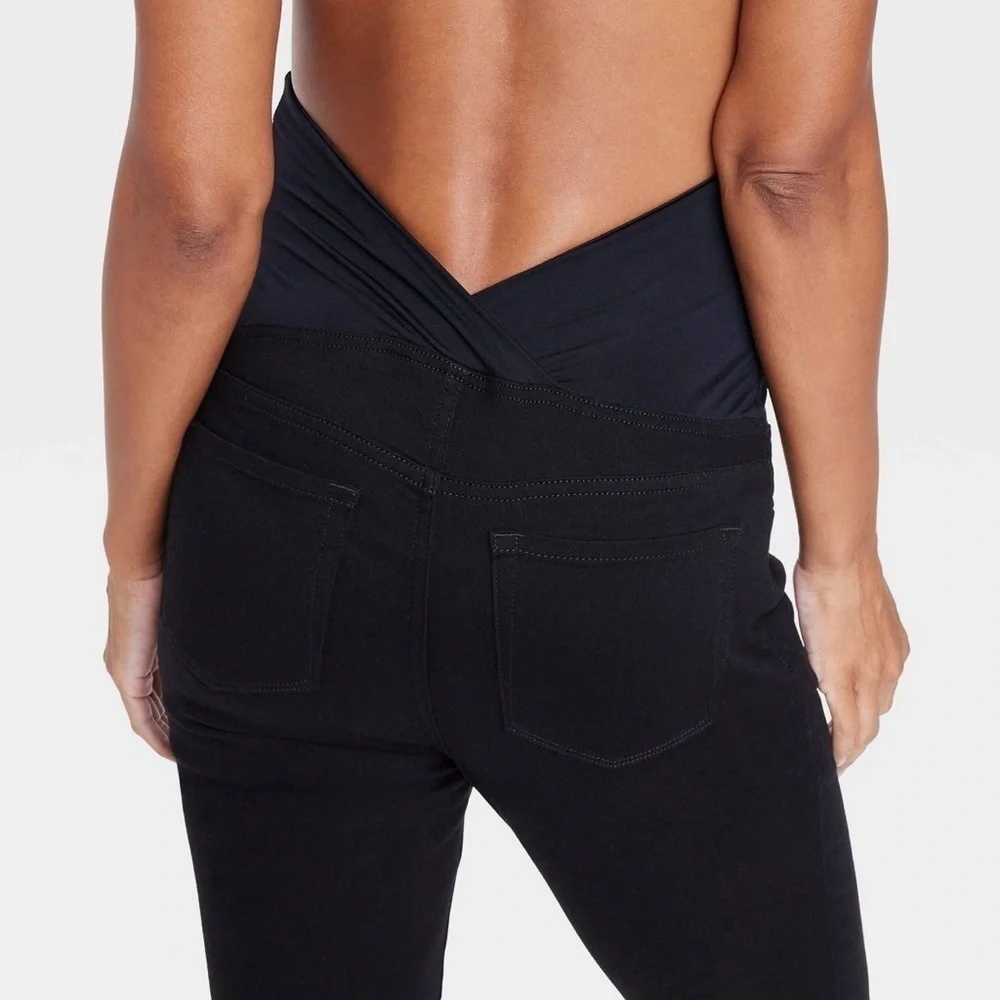 Isabel Maternity Skinny Stretchy Black Over‎ Belly Crossover Jeans, Size 2 NEW